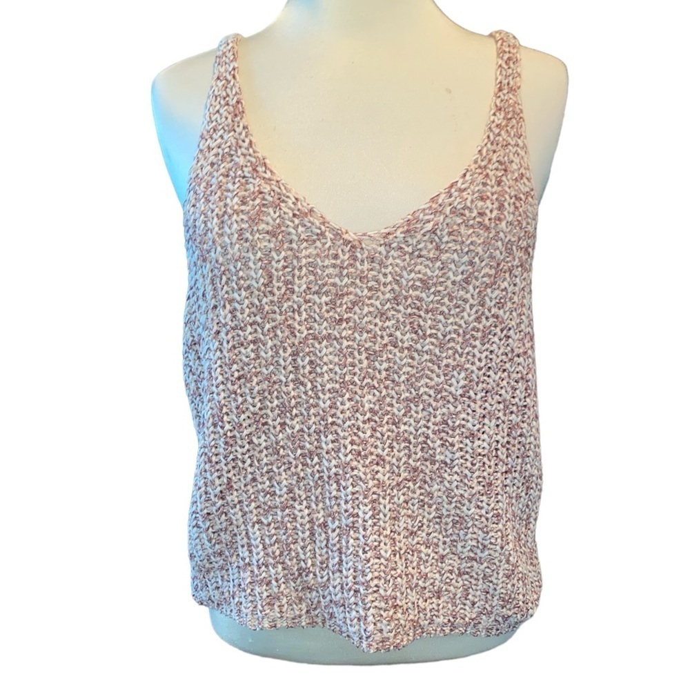 Moon & Madison tank sweater cropped V-neckline front & back knitted size large